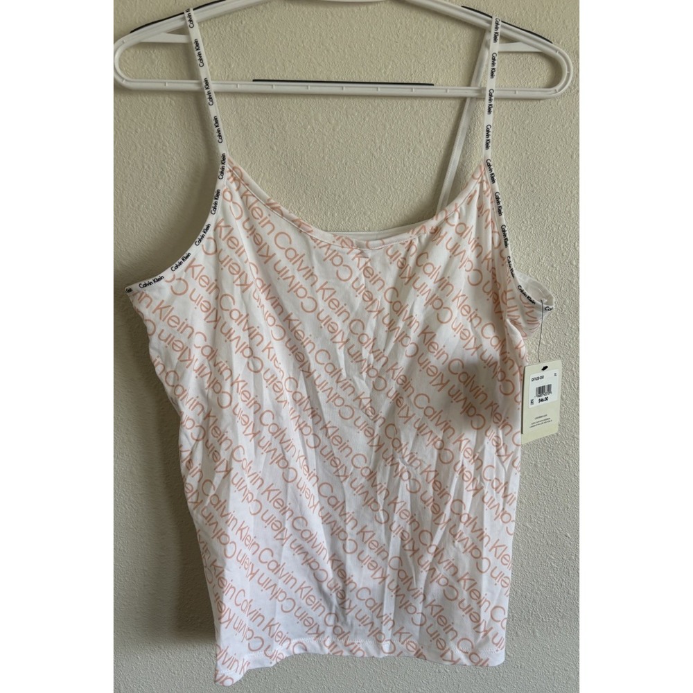 Calvin Klein Icon Cotton Modal Lightly Lined Bandeau Cami XL NWT Pink Logo